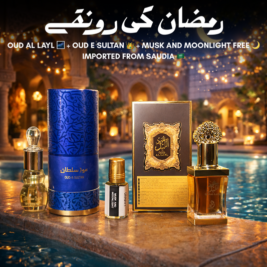 OUD AL LAYL🌌 + OUD E SULTAN👑 + MUSK AND MOONLIGHT FREE 🎁 + SAUDI IMPORTED 🇸🇦