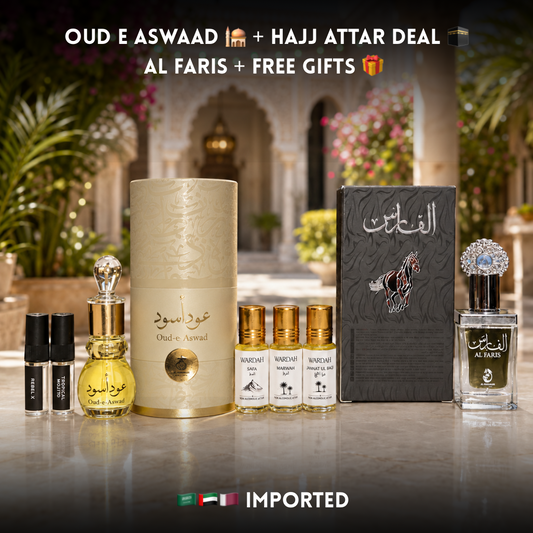 OUD E ASWAAD  + HAJJ ATTAR DEAL + 6 FREE GIFTS + IMPORTED🇸🇦🇦🇪